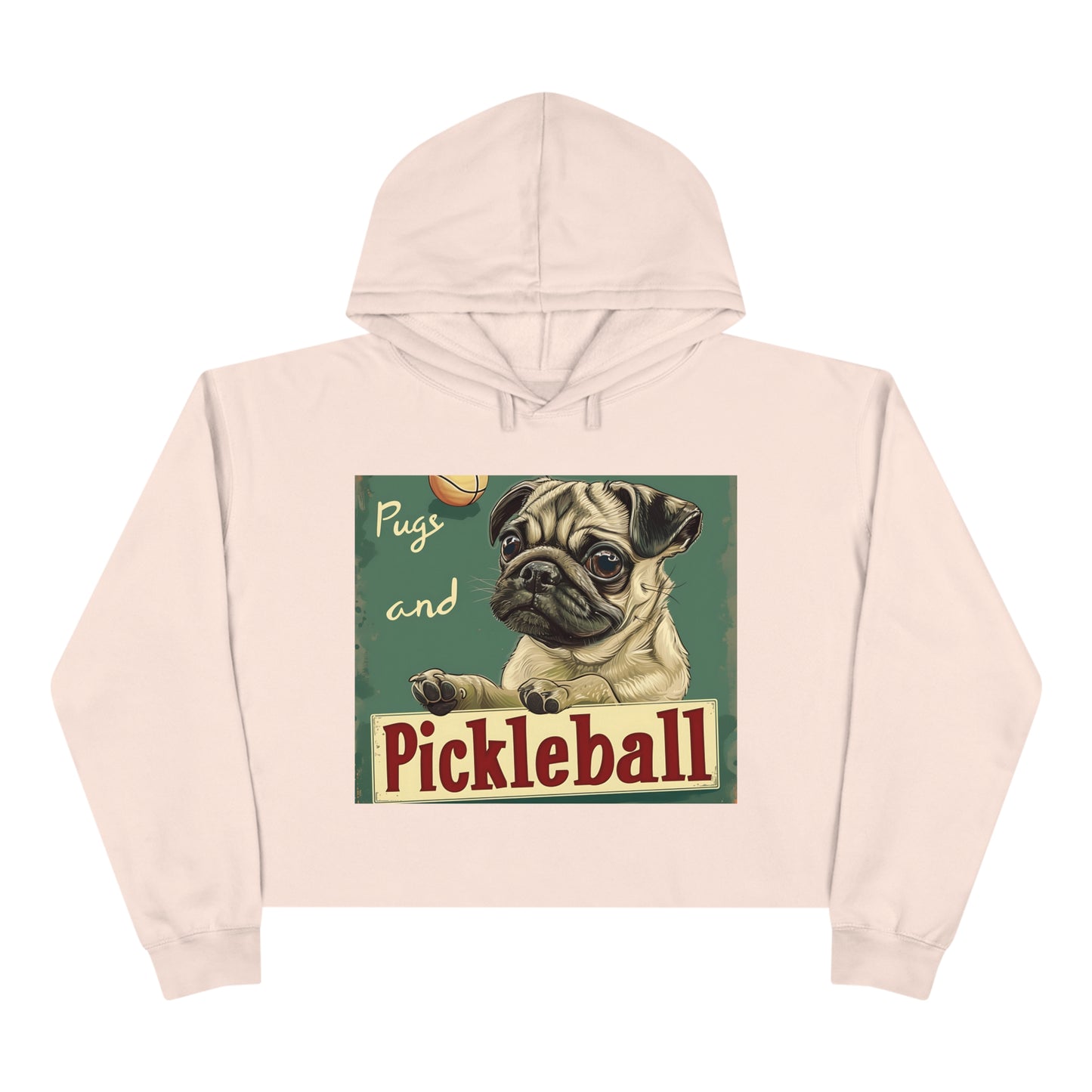 Pugs and Pickleball Casual Crop Hoodie