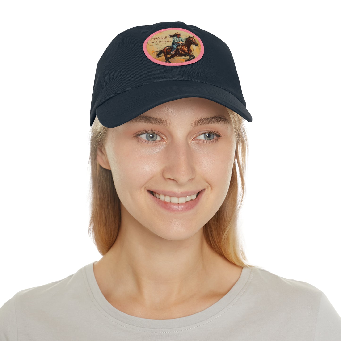 Pickleball and Horses Leather Patch Hat