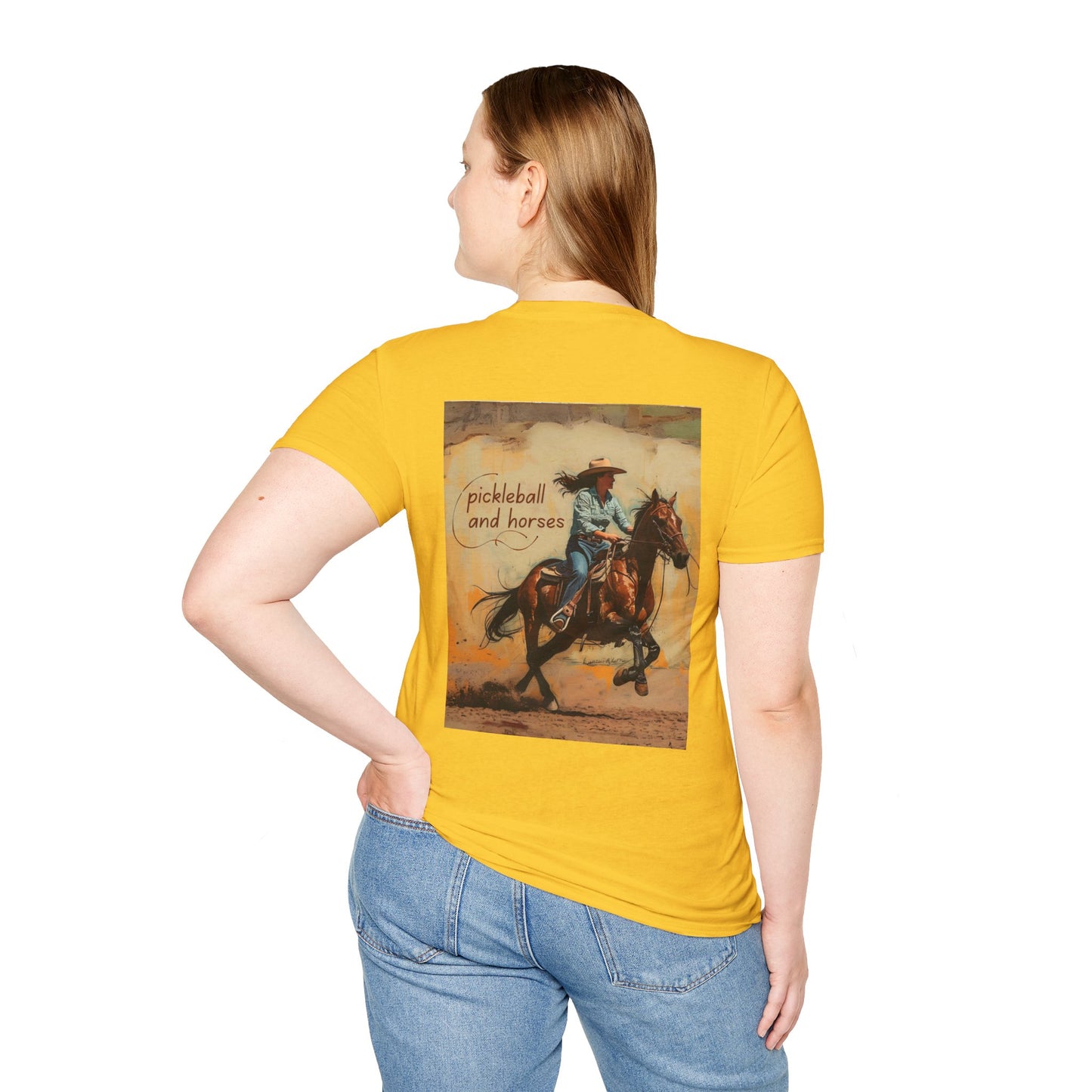 Classic Pickleball and Horses Comfort Tee – Unisex Soft-Style