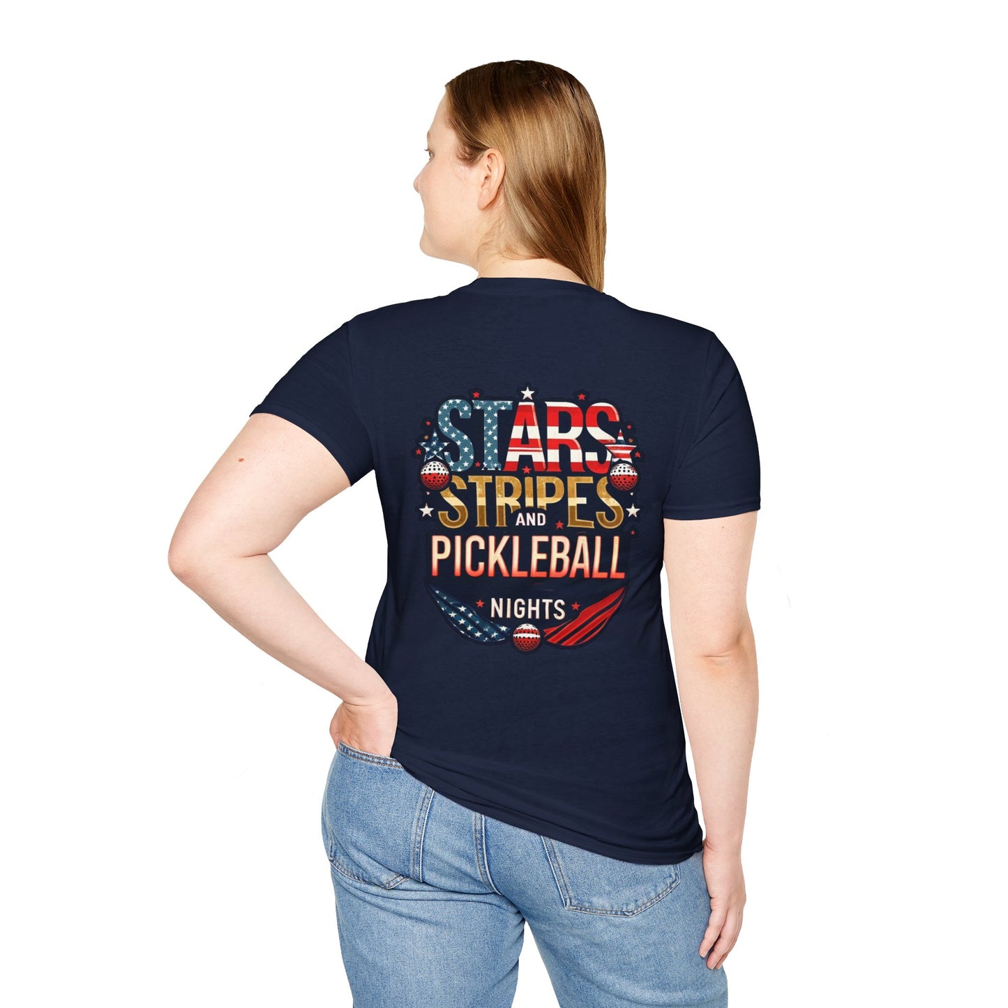 Stars, Stripes and Pickleball Nights Comfort Tee  – Unisex Soft-Style Back