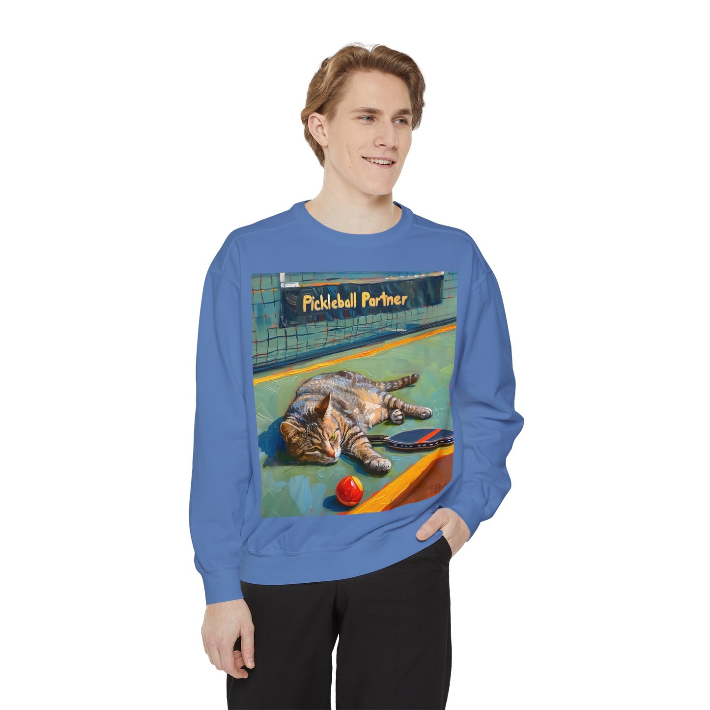 Court Conqueror Cat – Unisex Cozy Pickleball Sweatshirt