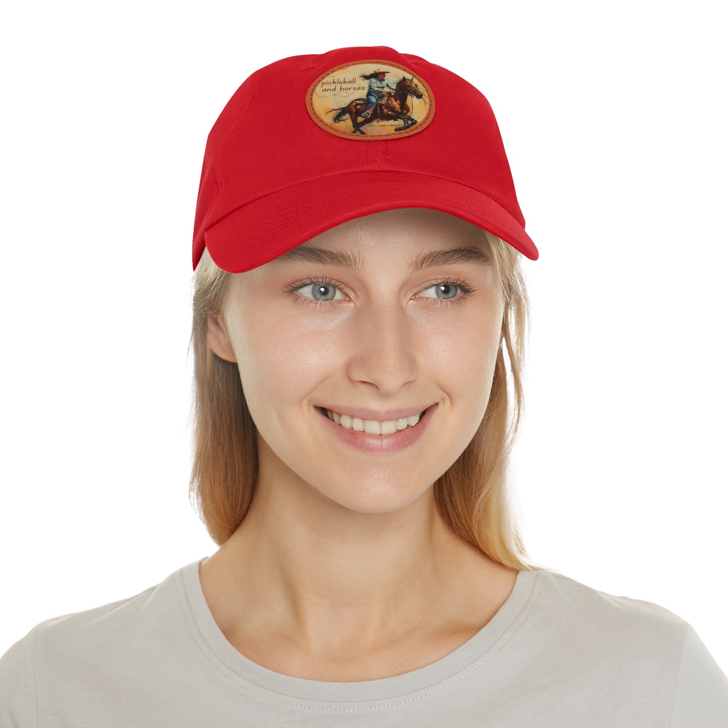 Pickleball and Horses Leather Patch Hat