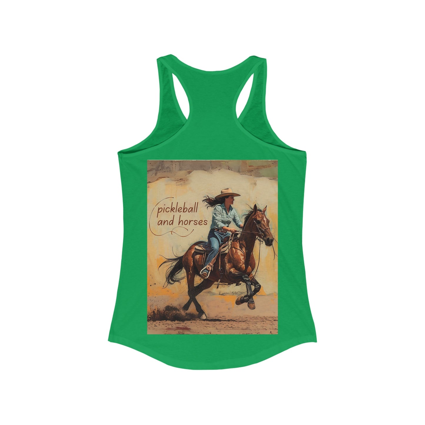 Classic Pickleball and Horses Women's Racerback Tank