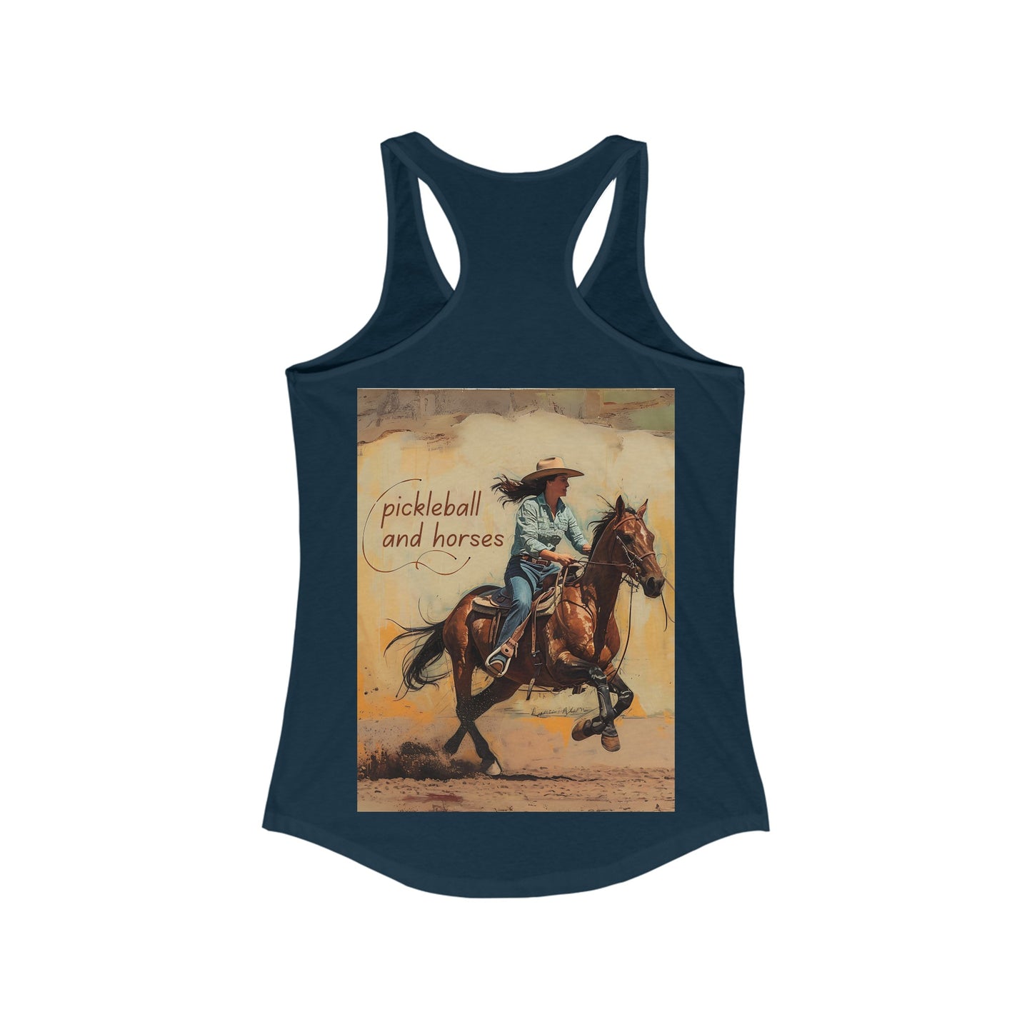 Classic Pickleball and Horses Women's Racerback Tank