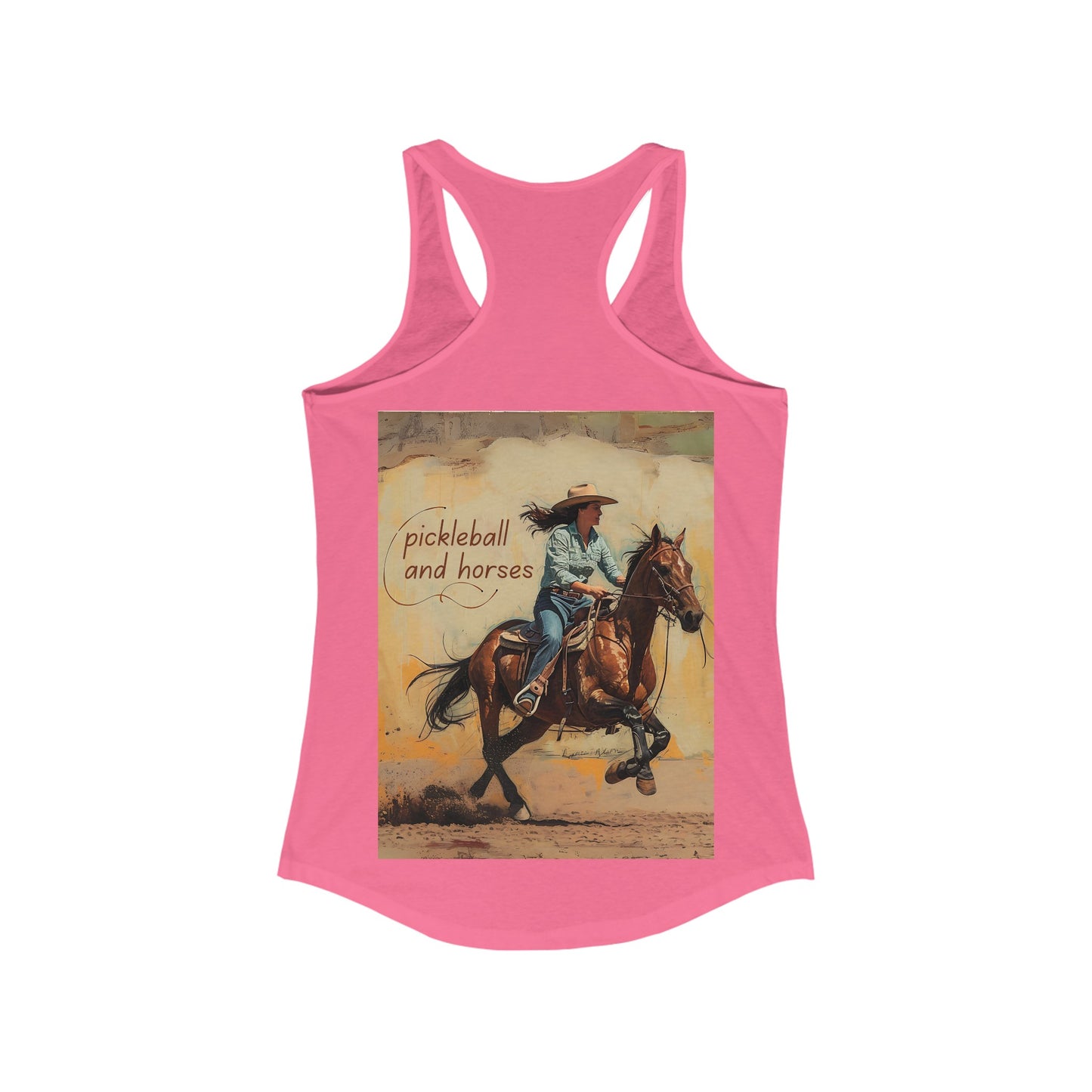 Classic Pickleball and Horses Women's Racerback Tank