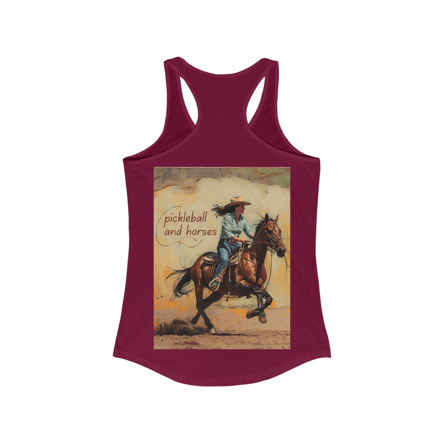 Classic Pickleball and Horses Women's Racerback Tank