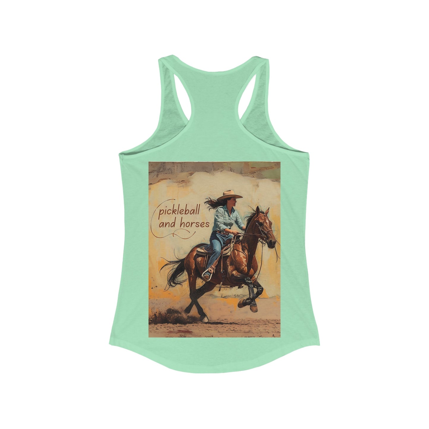 Classic Pickleball and Horses Women's Racerback Tank