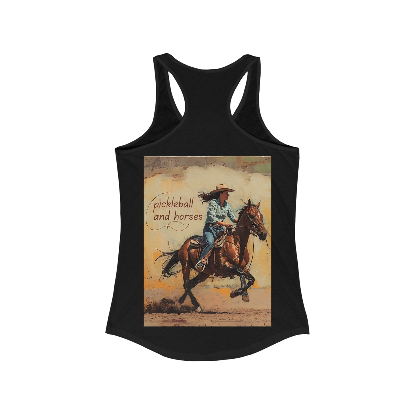 Classic Pickleball and Horses Women's Racerback Tank