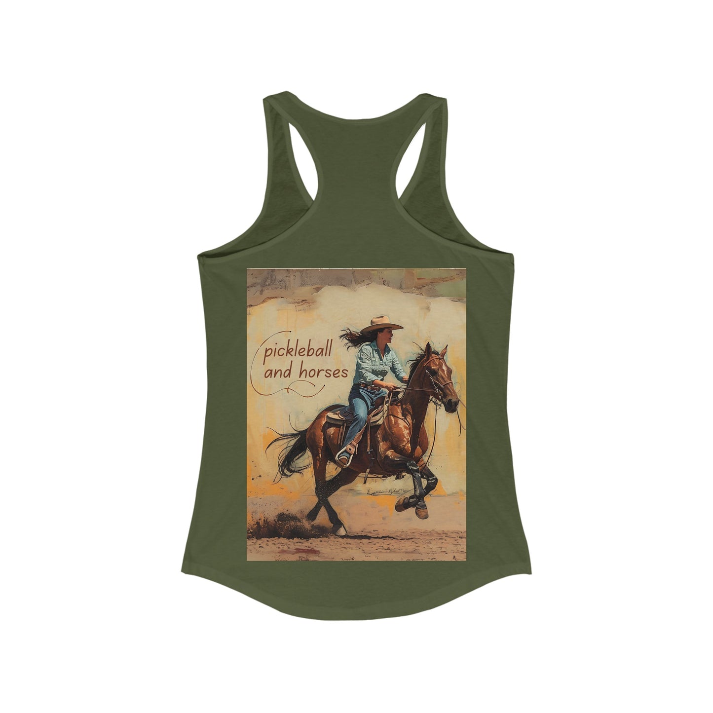 Classic Pickleball and Horses Women's Racerback Tank