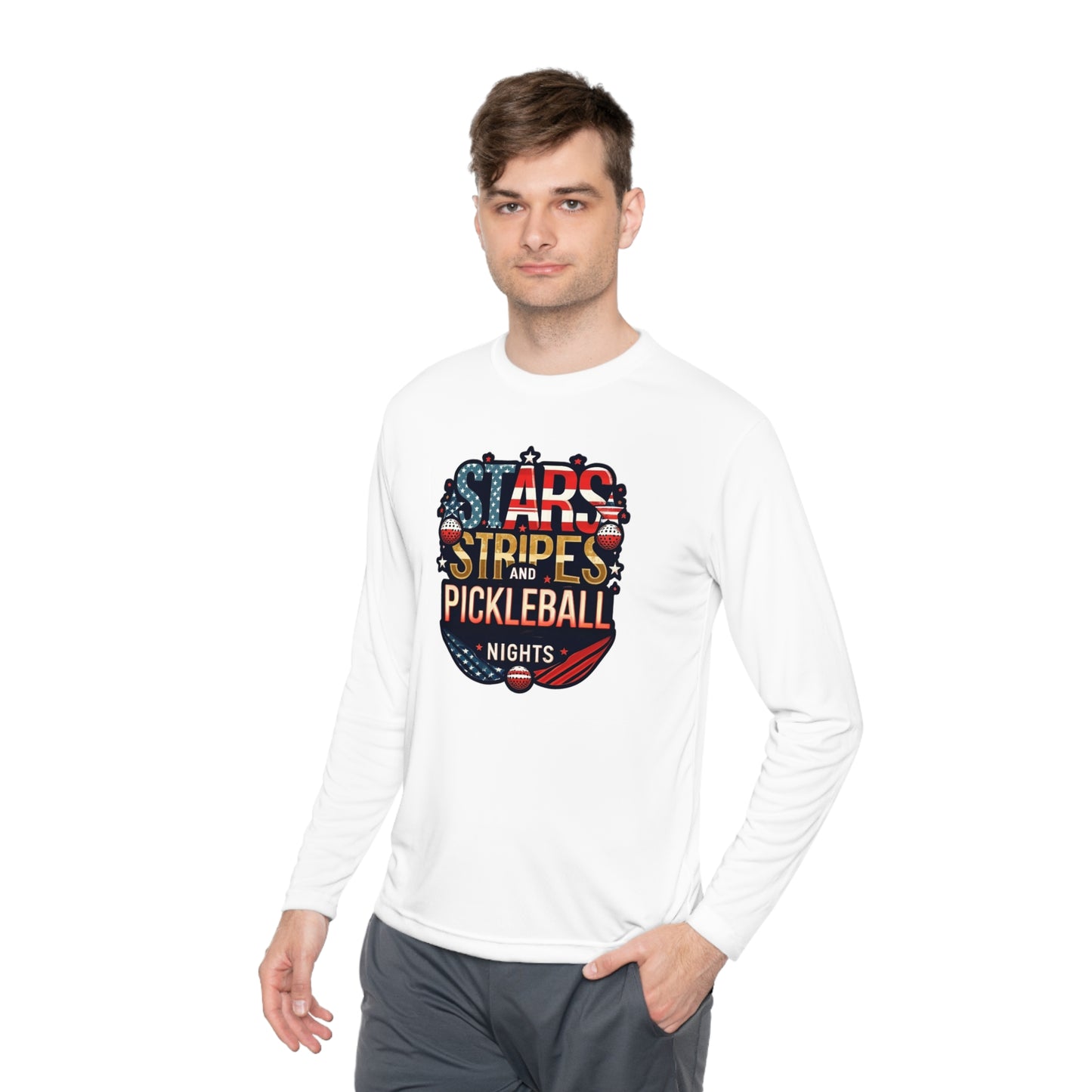 Stars, Stripes and Pickleball Nights – Unisex UV Protective Pickleball Long Sleeve Tee