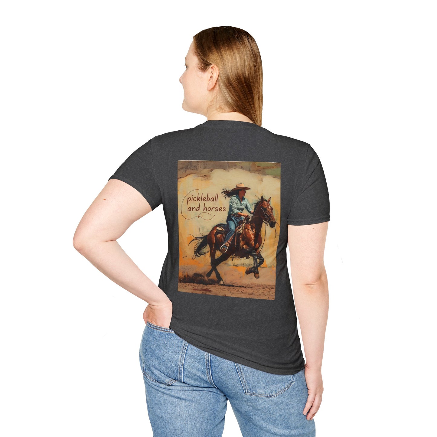 Classic Pickleball and Horses Comfort Tee – Unisex Soft-Style