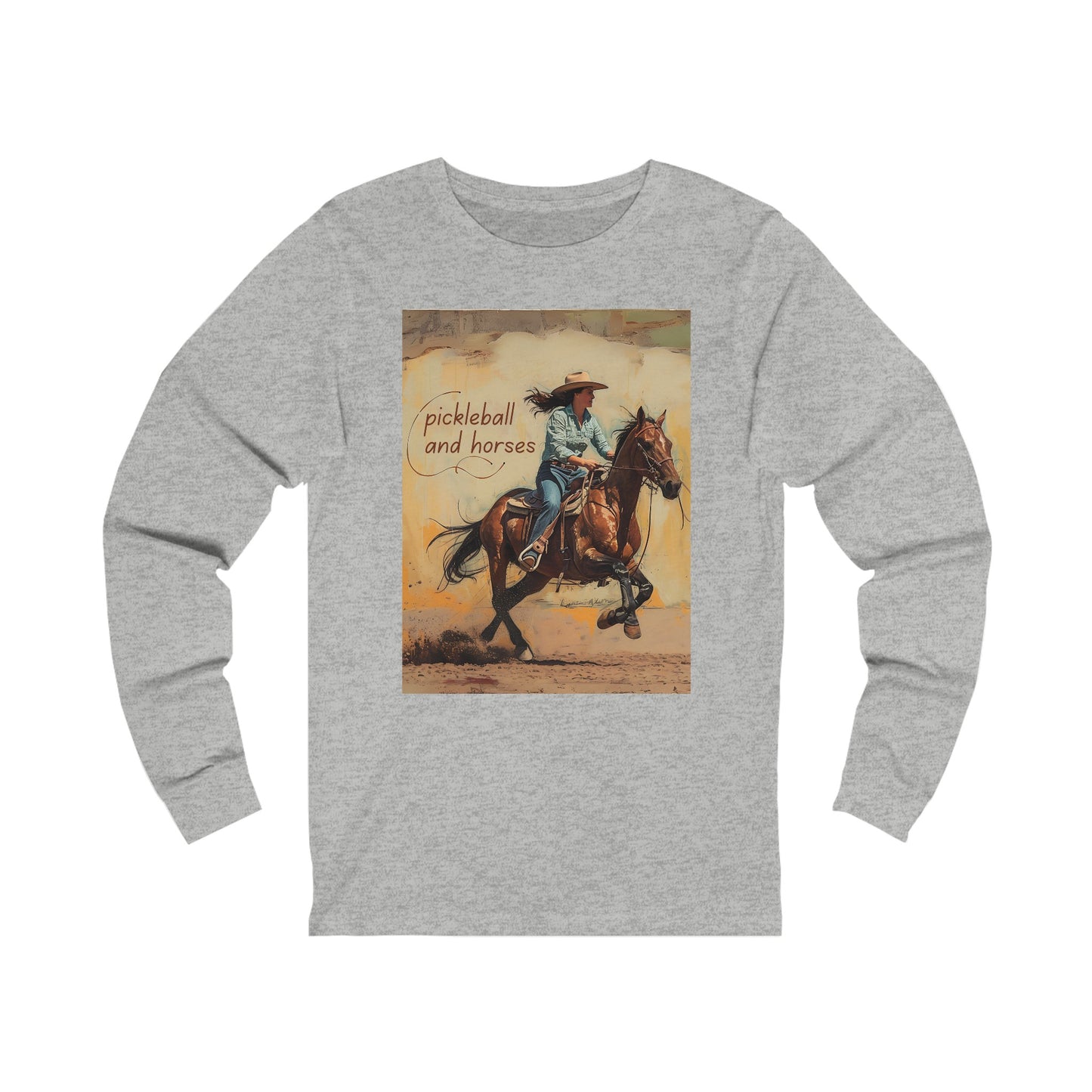 Pickleball and Horses – Unisex Long Sleeve Pickleball Tee