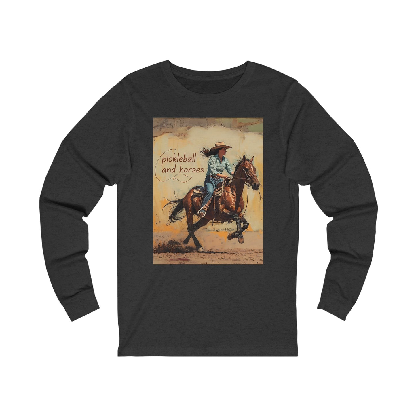 Pickleball and Horses – Unisex Long Sleeve Pickleball Tee