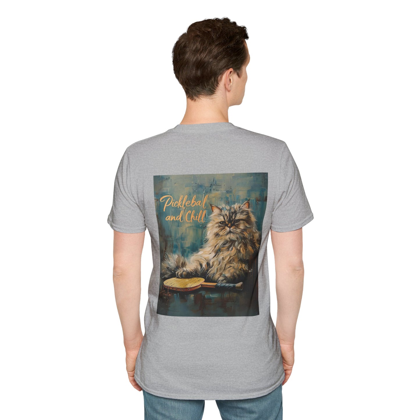 Classic Pickleball and Chill Feline Comfort Tee - Unisex Galactic Soft Touc