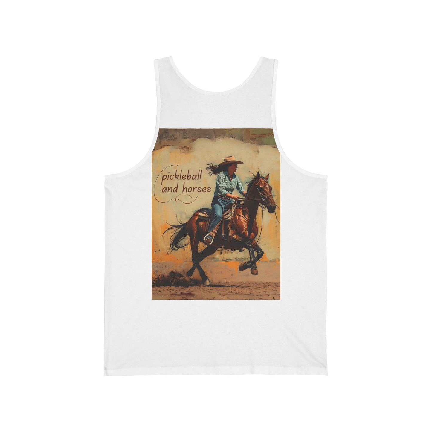 Classic Pickleball and Horses Unisex Jersey Tank