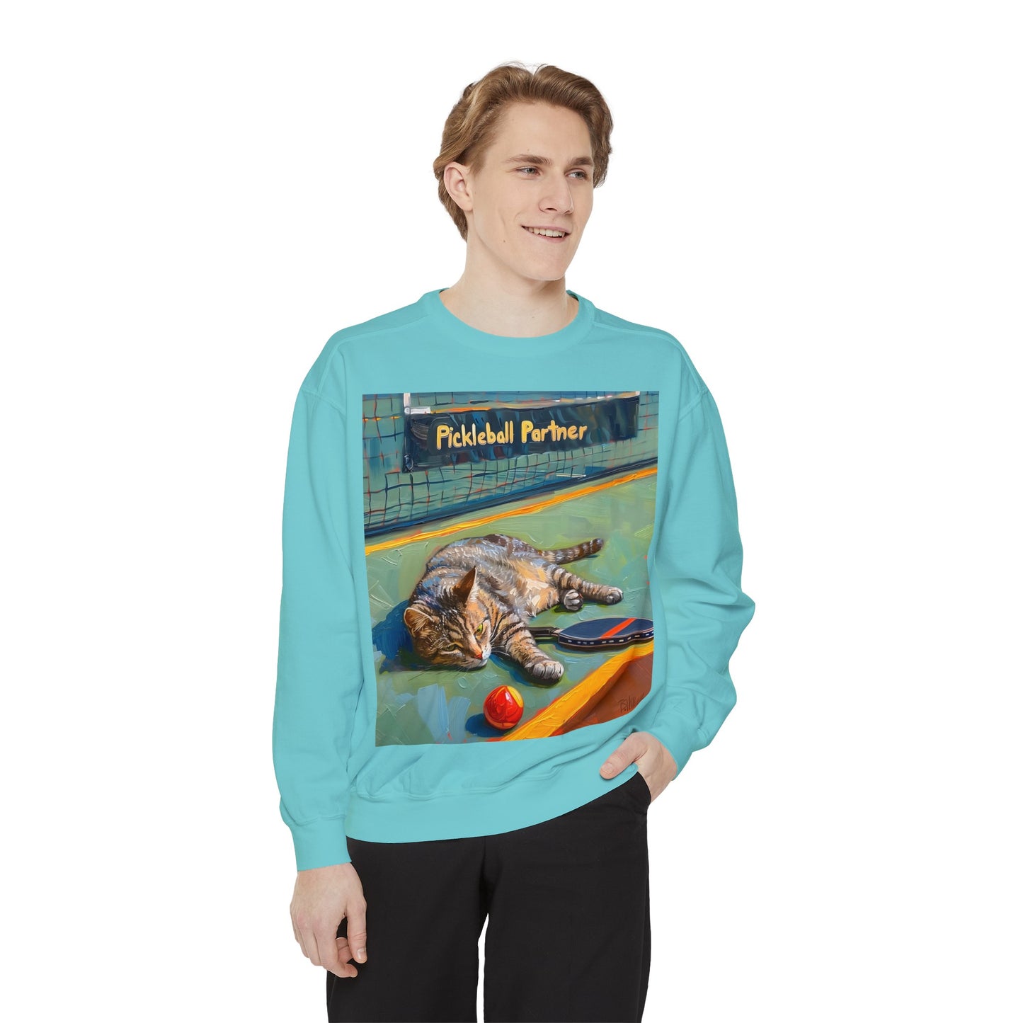 Court Conqueror Cat – Unisex Cozy Pickleball Sweatshirt