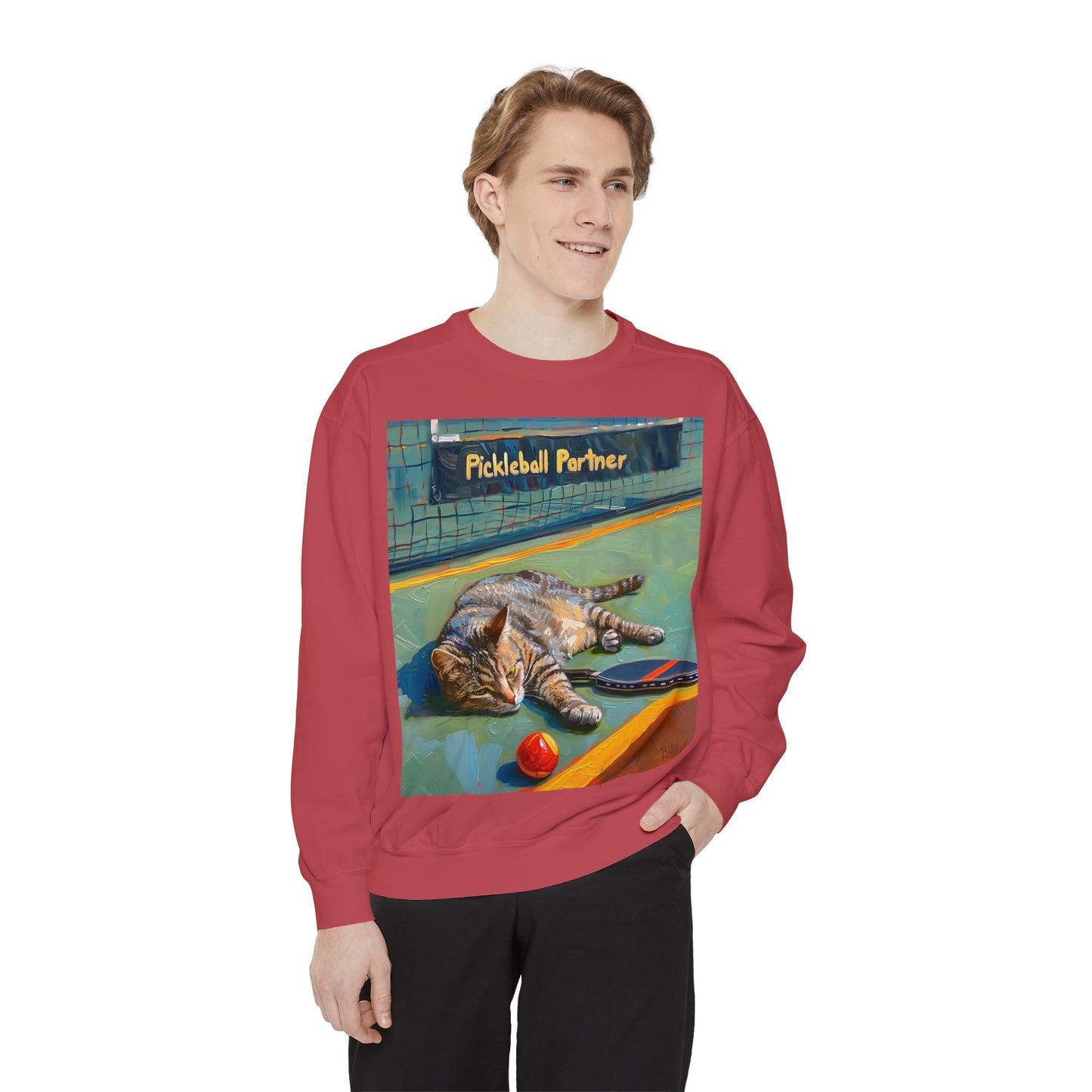 Court Conqueror Cat – Unisex Cozy Pickleball Sweatshirt