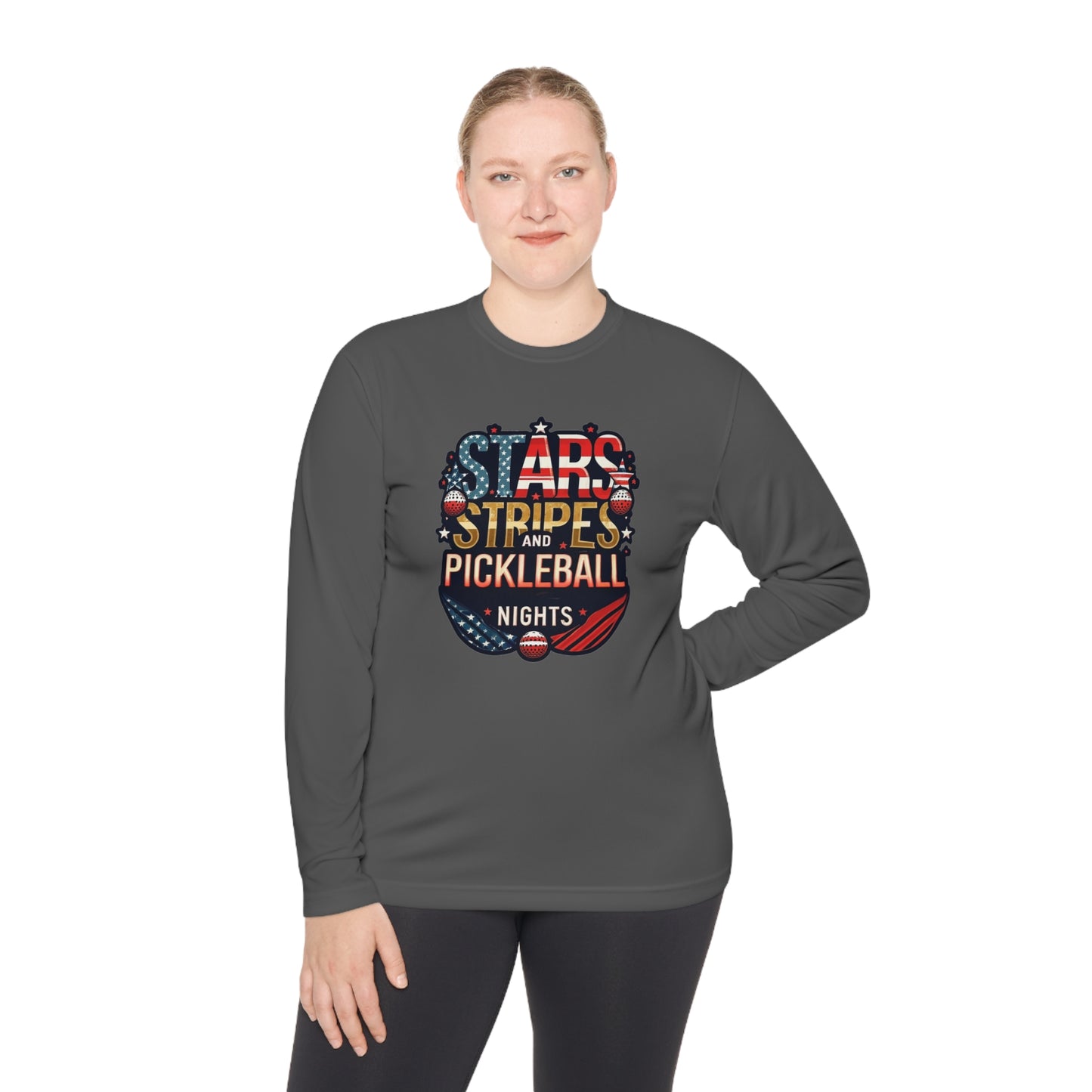 Stars, Stripes and Pickleball Nights – Unisex UV Protective Pickleball Long Sleeve Tee