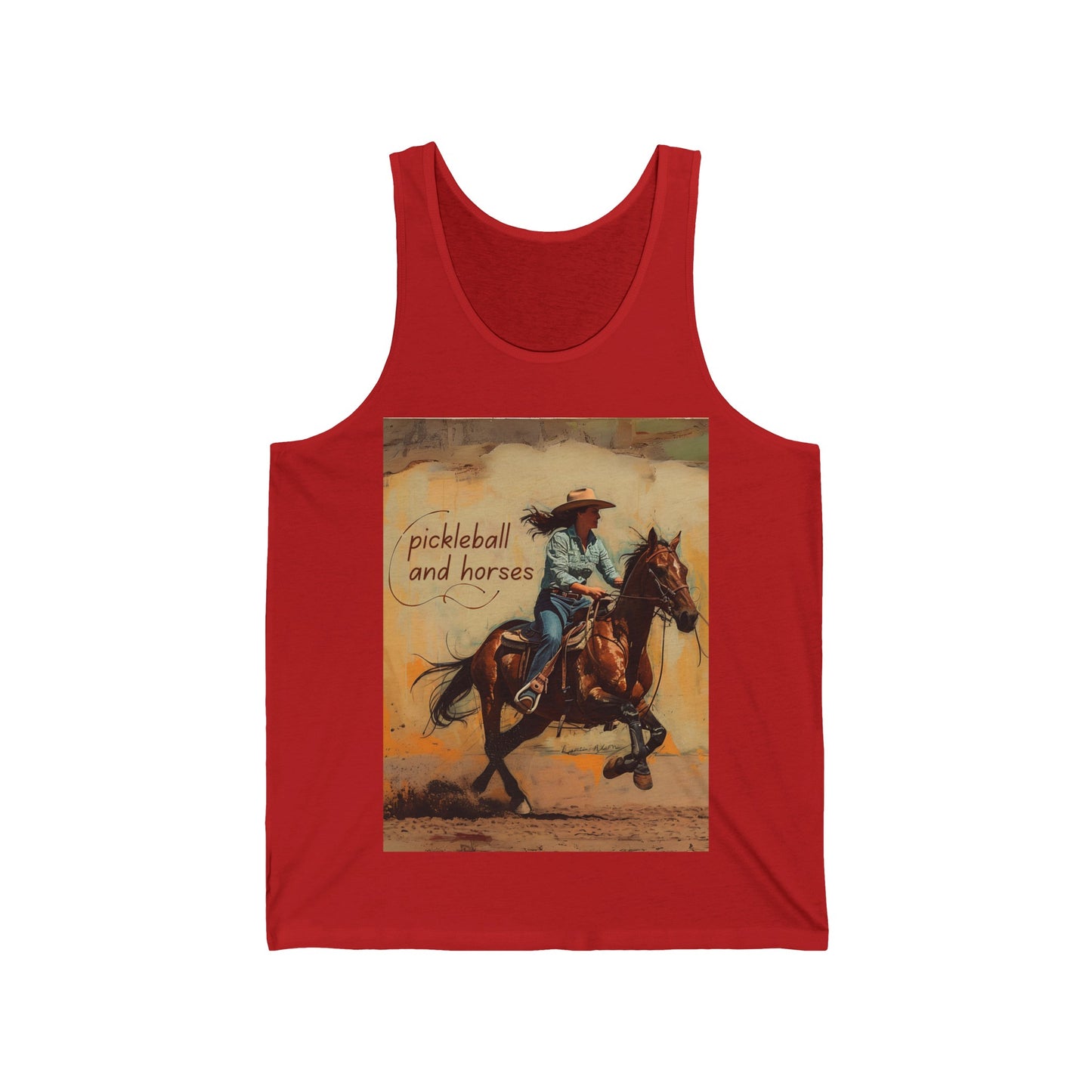 Pickleball and Horses Unisex Jersey Tank