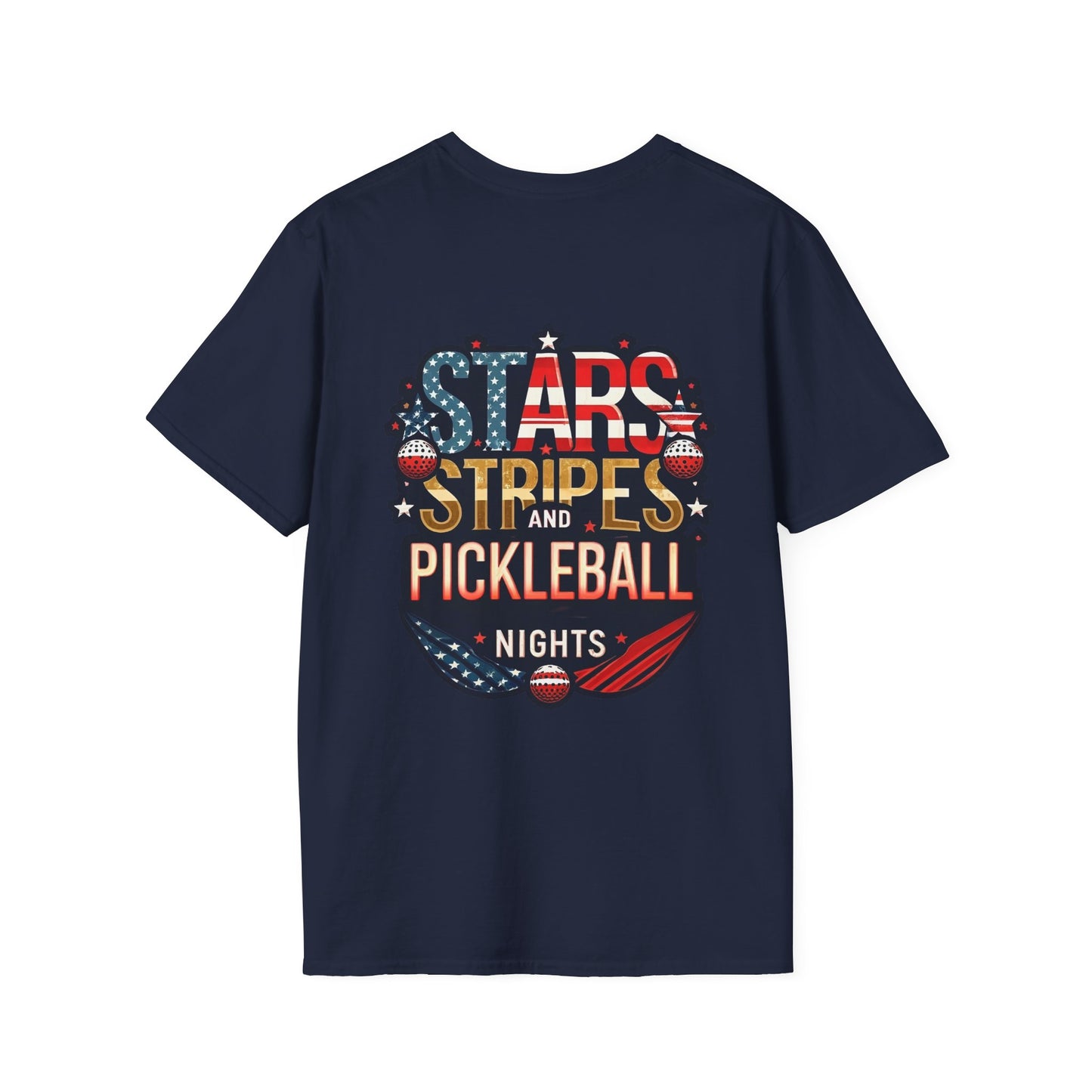 Stars, Stripes and Pickleball Nights Comfort Tee  – Unisex Soft-Style Back