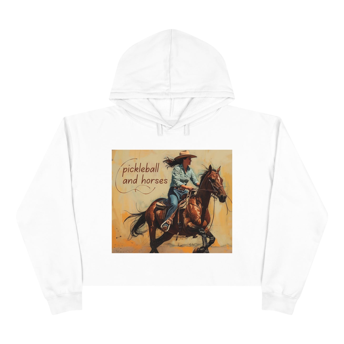 Pickleball and Horses Adventure Crop Hoodie