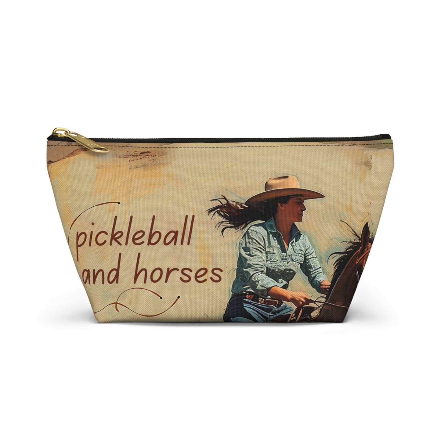 Pickleball and Horses T-Bottom Pouch