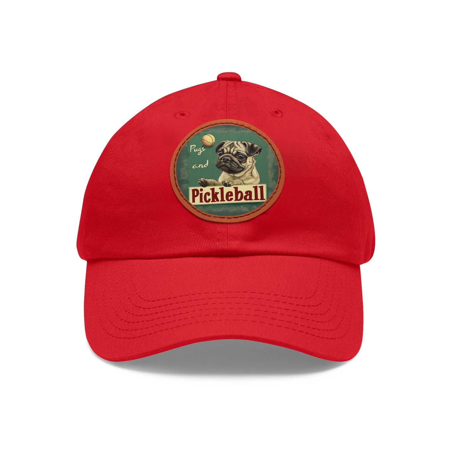 Pugs and Pickleball Leather Patch Hat