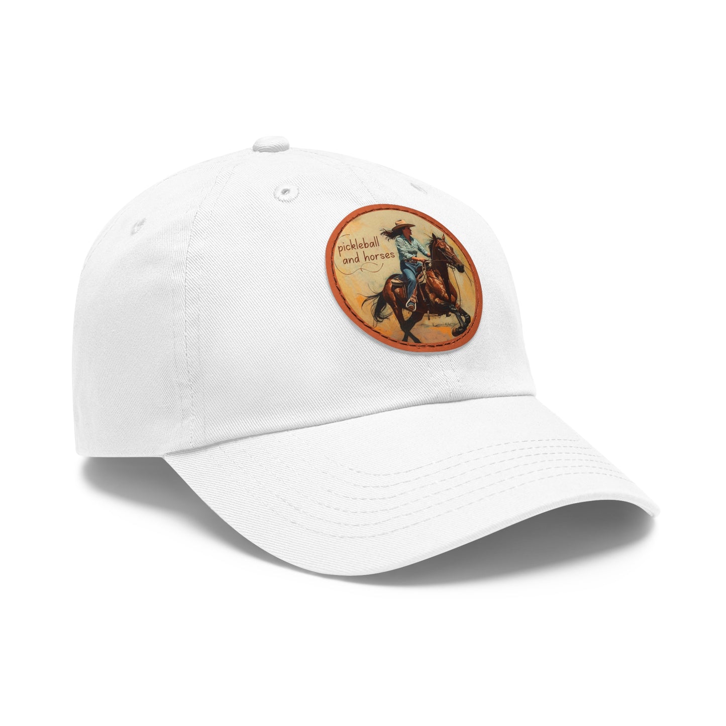 Pickleball and Horses Leather Patch Hat