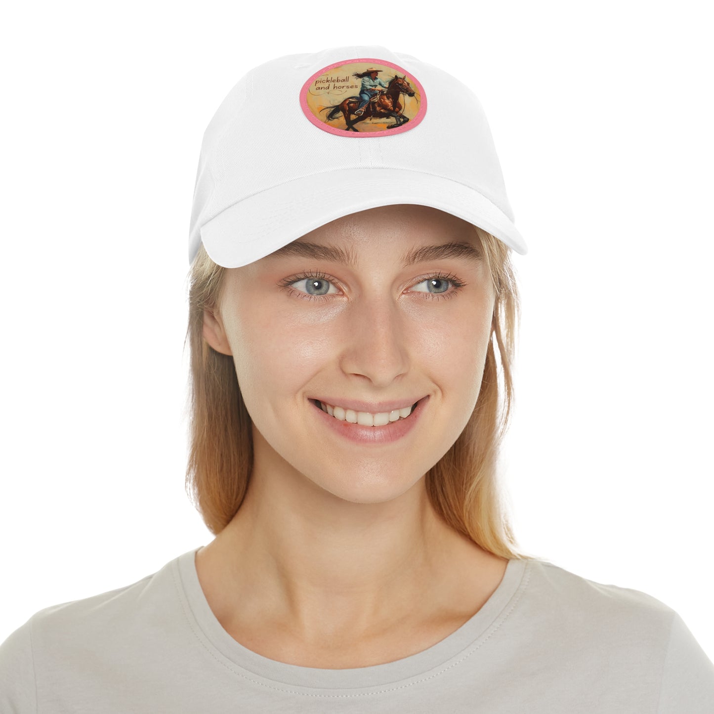 Pickleball and Horses Leather Patch Hat