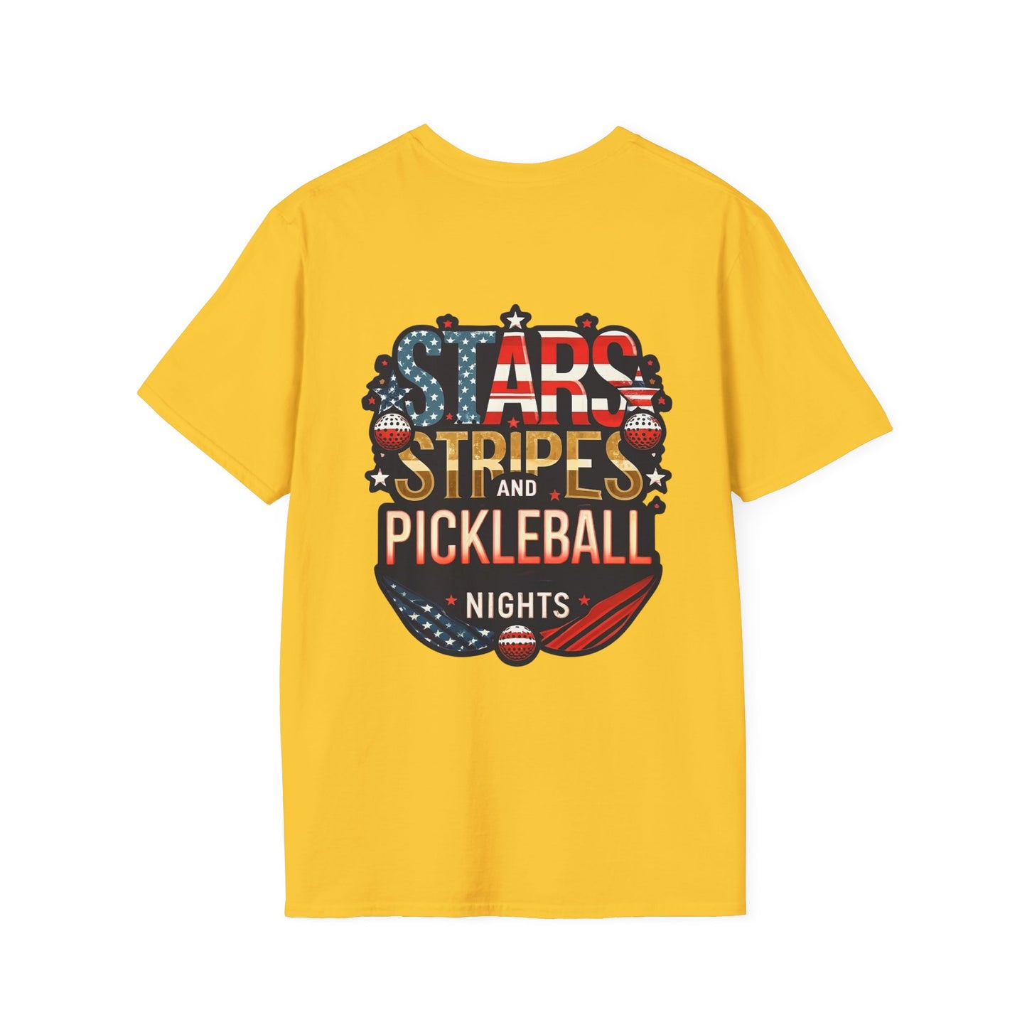 Stars, Stripes and Pickleball Nights Comfort Tee  – Unisex Soft-Style Back