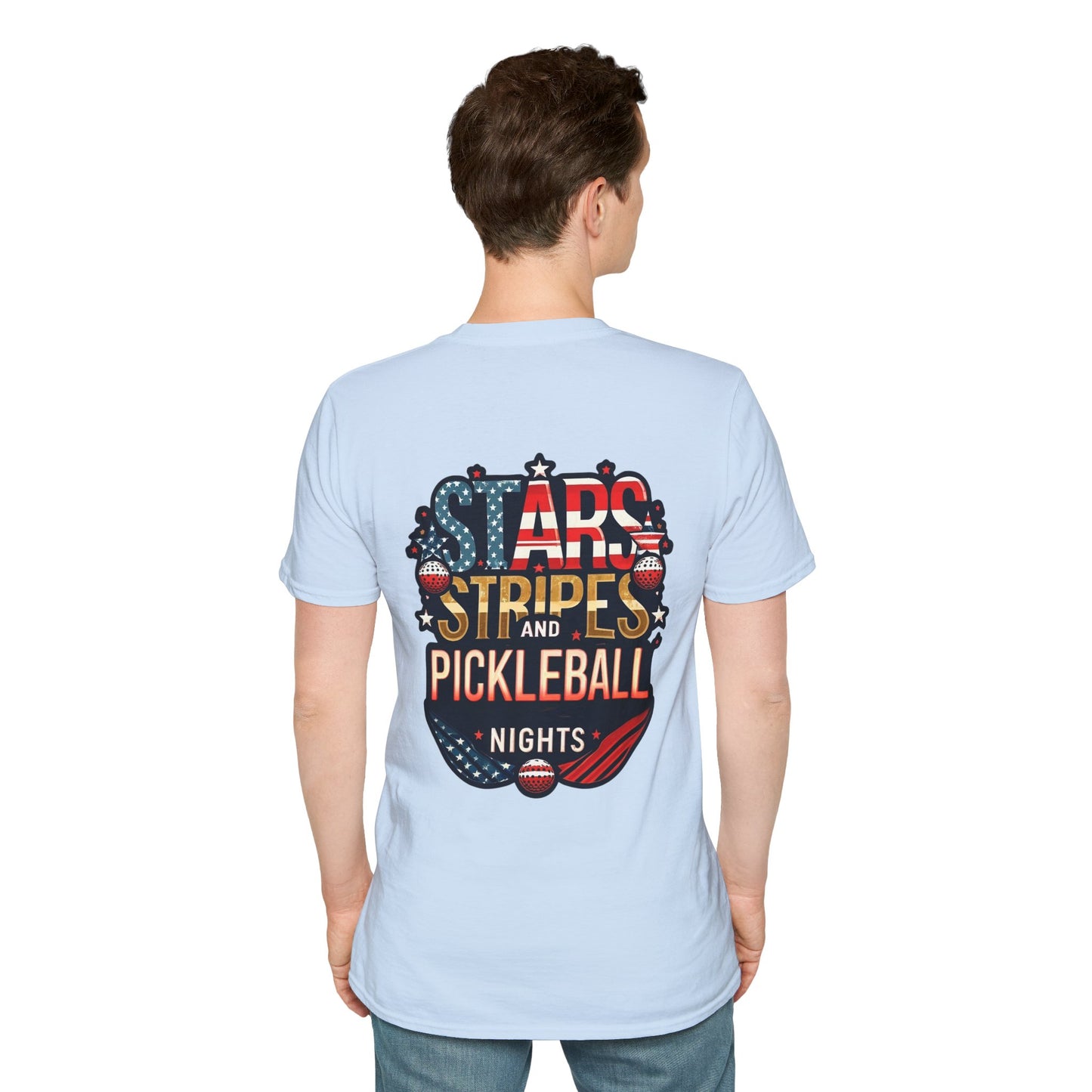 Stars, Stripes and Pickleball Nights Comfort Tee  – Unisex Soft-Style Back