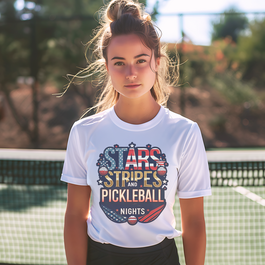 Stars, Stripes and Pickleball Nights Comfort Tee – Unisex Soft-Style